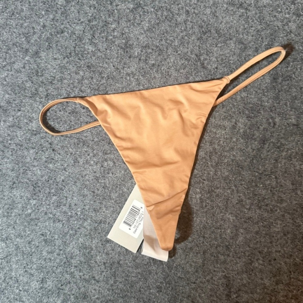 Negative Underwear Glace String Thong Buff Tan Beige Small NWT